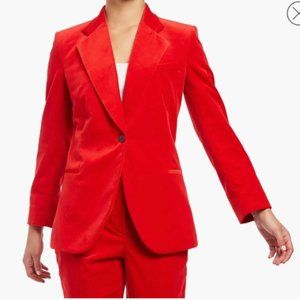 Theory Cinched Blazer in Red Stretch Velvet - 16